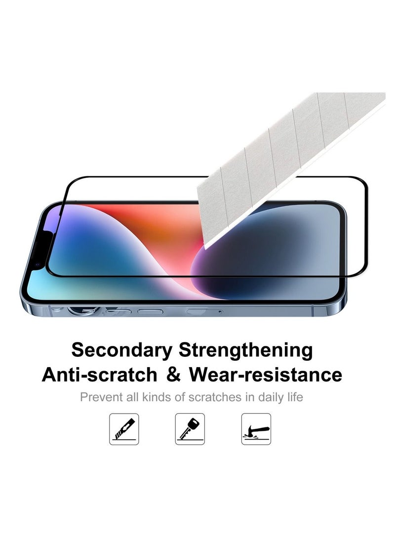 BORTONY Pack of 2 Tempered Glass Full Coverage Designed for iPhone 14/13/13 Pro Screen Protector [9H Military Shatterproof Protection] Easy Install Bubble Free Protective Film Case-friendly 6.1'' - Image 2