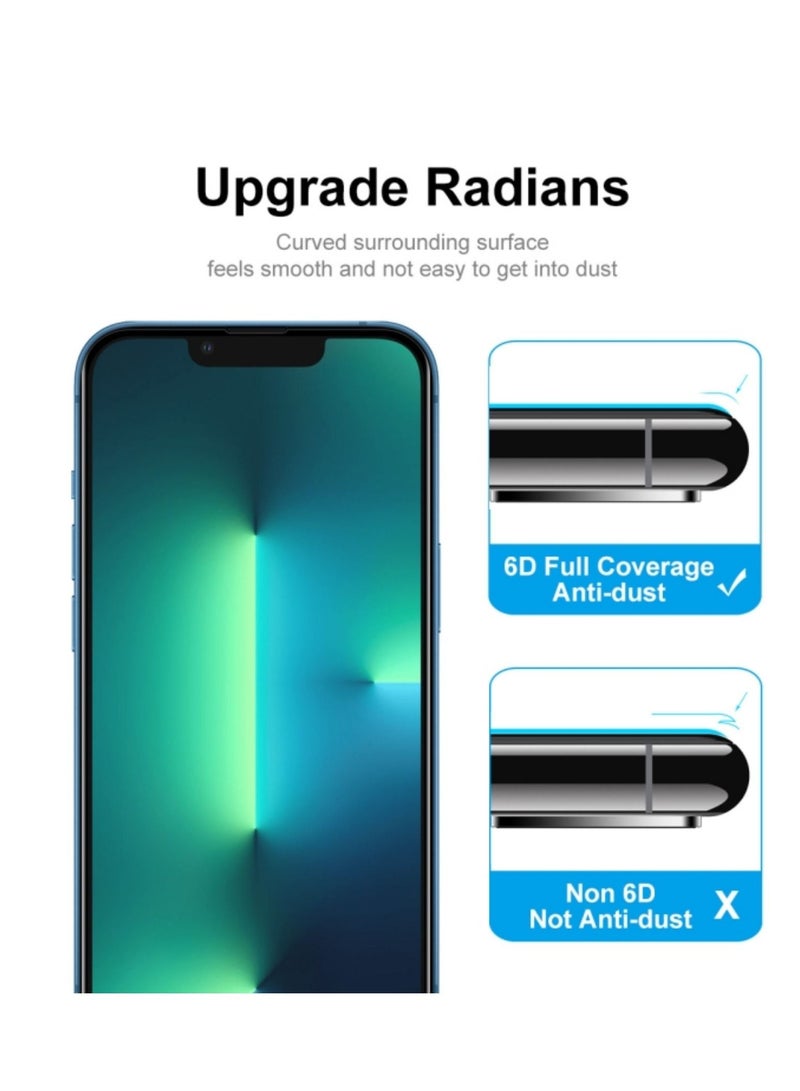 BORTONY Pack of 2 Tempered Glass Full Coverage Designed for iPhone 14/13/13 Pro Screen Protector [9H Military Shatterproof Protection] Easy Install Bubble Free Protective Film Case-friendly 6.1'' - Image 4