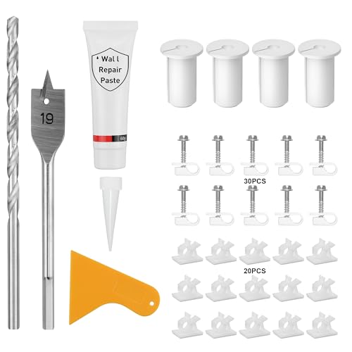 Gunovy Starlink Cable Routing Kit for 3/4inch Wall Hole 4 PCS White Cable Grommet for Starlink Wall Pass Through Kit with 3/4” Spade Drill Bit, 5/16" Cobalt Drill Bit, Wall Wires Cilp and Cabling Tools - Image 1