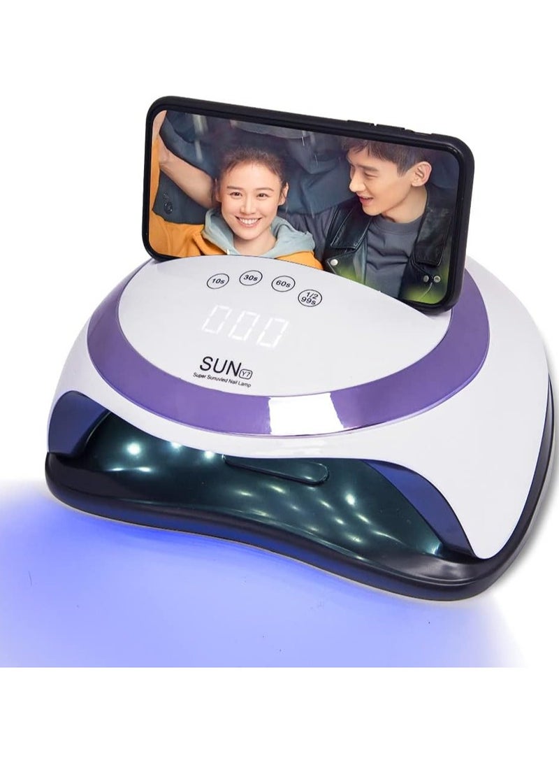 Sun 168W LED UV Nail Lamp with Phone Holder Quick Drying Gel Polish Light Professional Nail Dryer for Home Salon Multicolor - Image 1