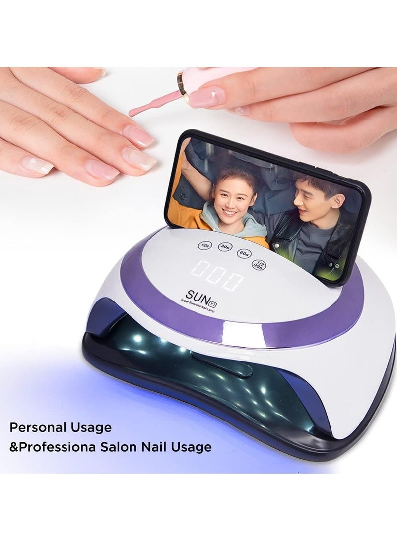 Sun 168W LED UV Nail Lamp with Phone Holder Quick Drying Gel Polish Light Professional Nail Dryer for Home Salon Multicolor - Image 2