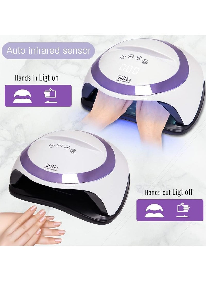 Sun 168W LED UV Nail Lamp with Phone Holder Quick Drying Gel Polish Light Professional Nail Dryer for Home Salon Multicolor - Image 3
