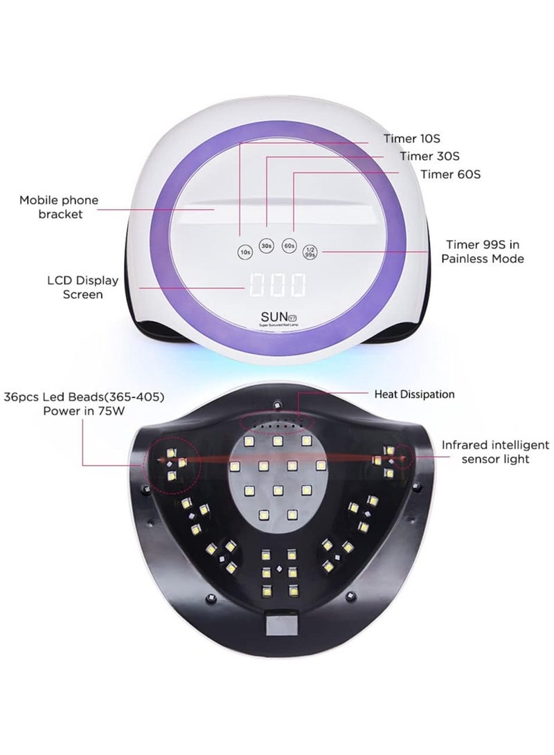 Sun 168W LED UV Nail Lamp with Phone Holder Quick Drying Gel Polish Light Professional Nail Dryer for Home Salon Multicolor - Image 4