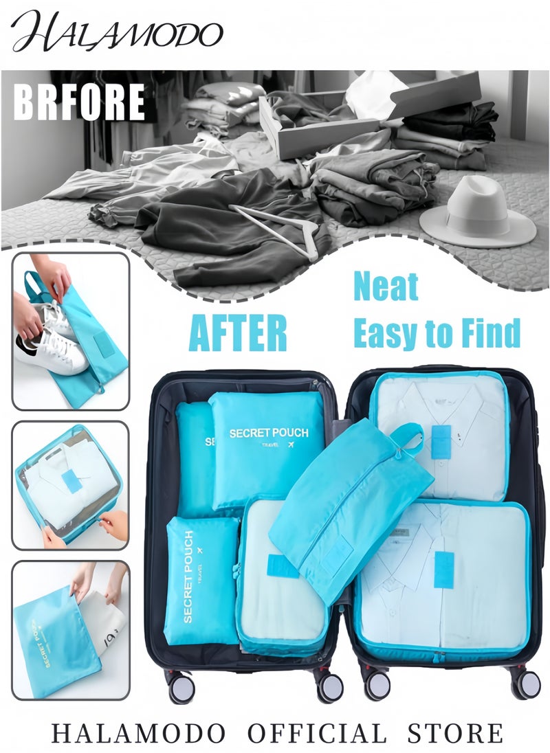 HALAMODO - 6 PCS Travel Storage Bags Multi-functional Clothing Sorting Packages Travel Packing Compression Pouche Luggage Organizer Pouch - Image 1