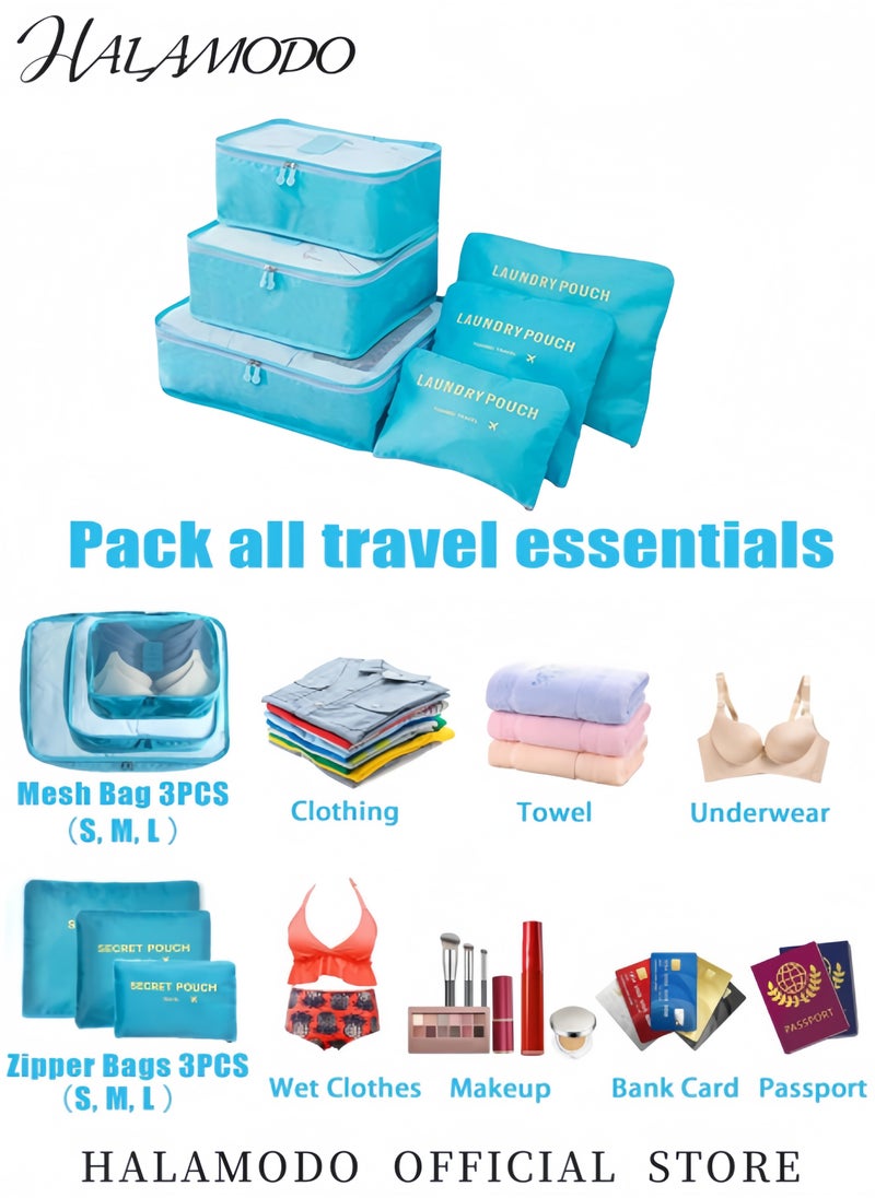 HALAMODO - 6 PCS Travel Storage Bags Multi-functional Clothing Sorting Packages Travel Packing Compression Pouche Luggage Organizer Pouch - Image 1
