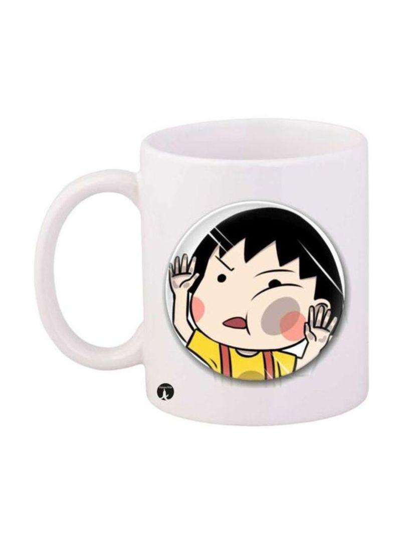 RKN Anime Chibi Maruko Chan Printed Mug White/Yellow/Black Standard Size