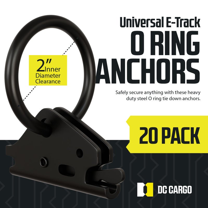 DC Cargo Mall حلقة O من الصلب الثقيلة من DC Cargo Mall (عبوة من 20) قوة كسر 4500 رطل - ملحقات E Track لربط الأثاث - Image 2