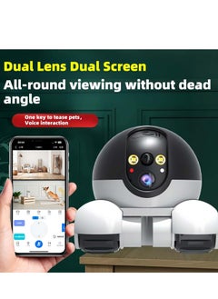 Generic 2K camera robot Wireless robot camera with dual HD 360° rotating lenses Remote app control Indoor smart home security Night vision Pet watching Baby companion Elderly Two-way audio  - Image 3