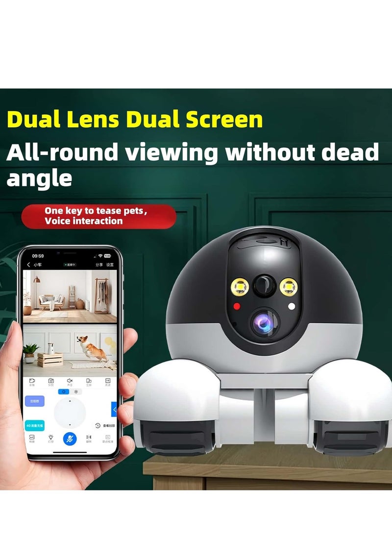 Generic - 2K camera robot Wireless robot camera with dual HD 360° rotating lenses Remote app control Indoor smart home security Night vision Pet watching Baby companion Elderly Two-way audio - Image 1