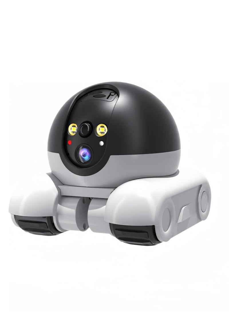 Generic - 2K camera robot Wireless robot camera with dual HD 360° rotating lenses Remote app control Indoor smart home security Night vision Pet watching Baby companion Elderly Two-way audio - Image 1