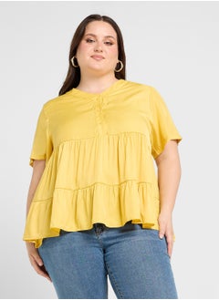 Ginger Plus Button Up Tiered Top  - Image 1