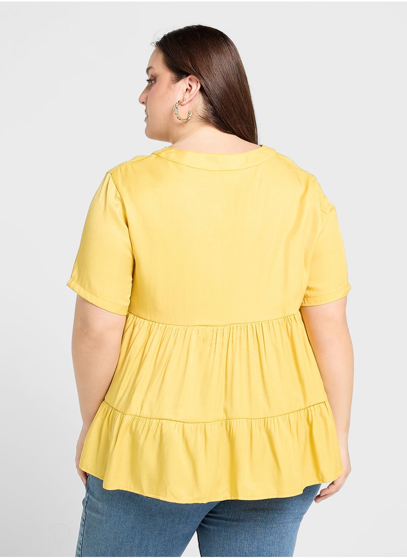 Ginger Plus - Button Up Tiered Top - Image 1