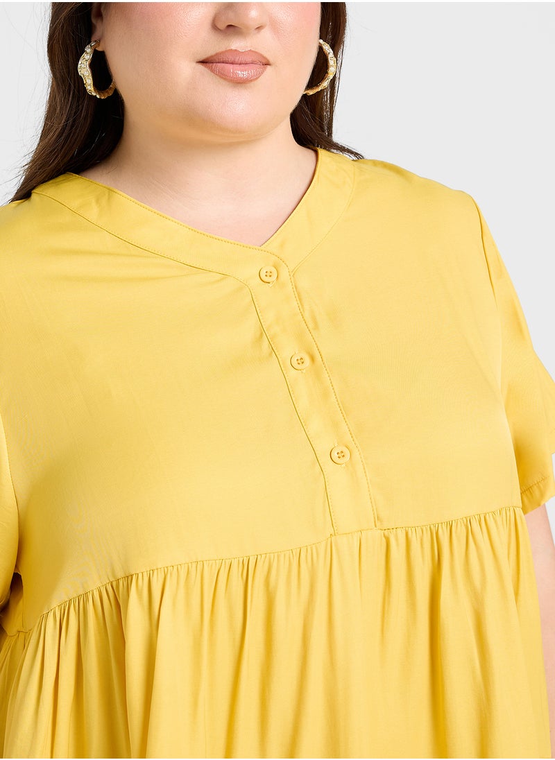 Ginger Plus - Button Up Tiered Top - Image 1
