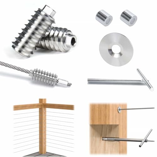Muzata [Patent] Muzata 20 Pack 1/8" Invisible Cable Railing Kit Hardware Swage Lag Screw Hidden for 4x4 6x6 8x8 Wood Posts T316 Stainless Steel Deck Cable Railing System 10 Pairs CR73 - Image 1