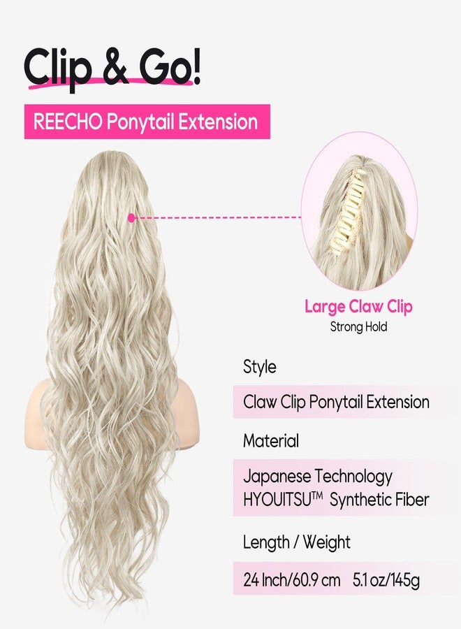 ريتشو وصلة شعر ذيل حصان بلاتيني أشقر من ريتشو، بمشبك شعر، وصلة شعر ذيل حصان طويلة مجعدة، قطعة شعر صناعية طبيعية للنساء، بلاتيني أشقر - Image 2