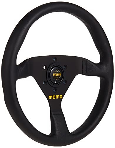 MOMO Motorsport MOD.78 Leather Racing Steering Wheel – 320mm, 40mm Dish, Yellow Horn, 3-Spoke, 6-Bolt Aluminum Frame – Authentic MOMO Italian Aftermarket Wheel, Quick Release Hub Adapter Required - Image 2