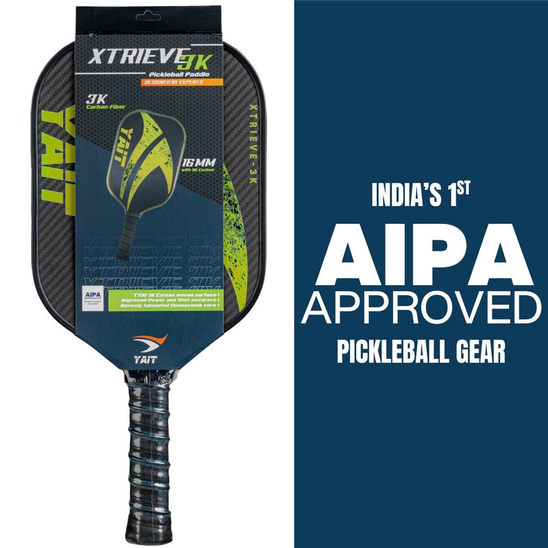 YAIT Sports Xtrieve-3K Pickle Ball Racket Set of 2 | 16mm 3K Carbon Fiber Woven Surface (T700) | Highly Dense 8mm PP Honeycomb Core | Enhanced Power | AIPA Approved Paddle of USAPA Standards - Image 2