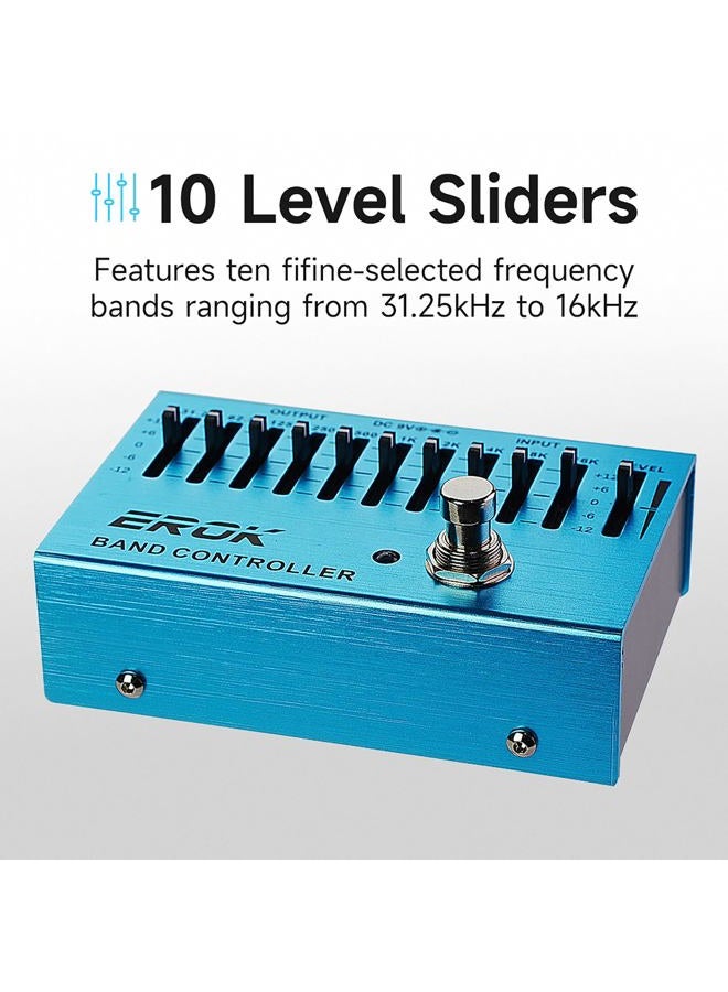 EROK EQ Pedal,10-Band Equalizer,(31.25Hz–16kHz) with ±12dB Gain/Attenuation for Each Band,for Electric Guitar Bass Eq Pedal,with Independent Controller Button - Image 3
