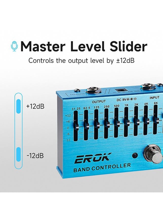EROK EQ Pedal,10-Band Equalizer,(31.25Hz–16kHz) with ±12dB Gain/Attenuation for Each Band,for Electric Guitar Bass Eq Pedal,with Independent Controller Button - Image 2