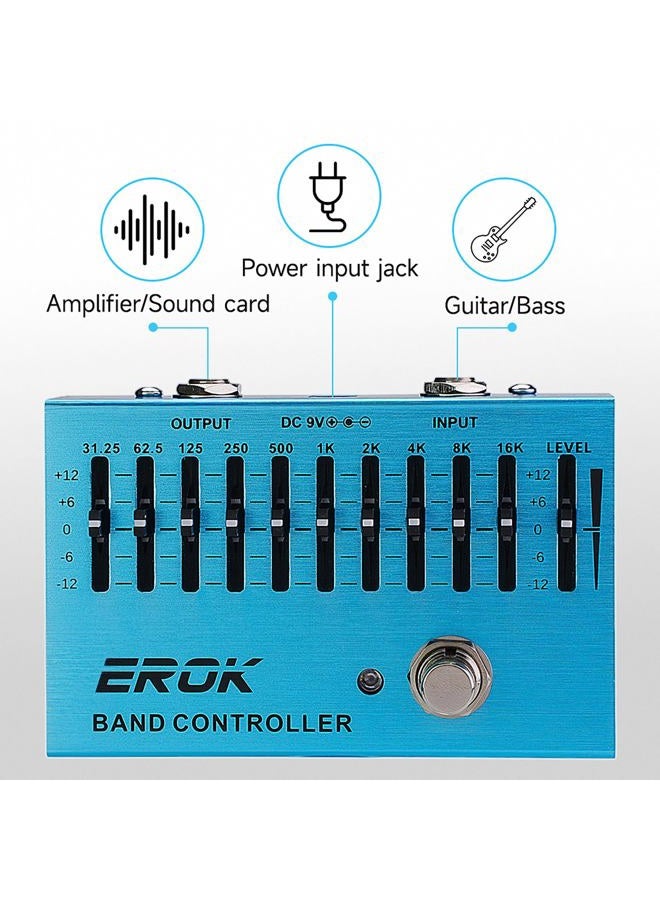 EROK EQ Pedal,10-Band Equalizer,(31.25Hz–16kHz) with ±12dB Gain/Attenuation for Each Band,for Electric Guitar Bass Eq Pedal,with Independent Controller Button - Image 4