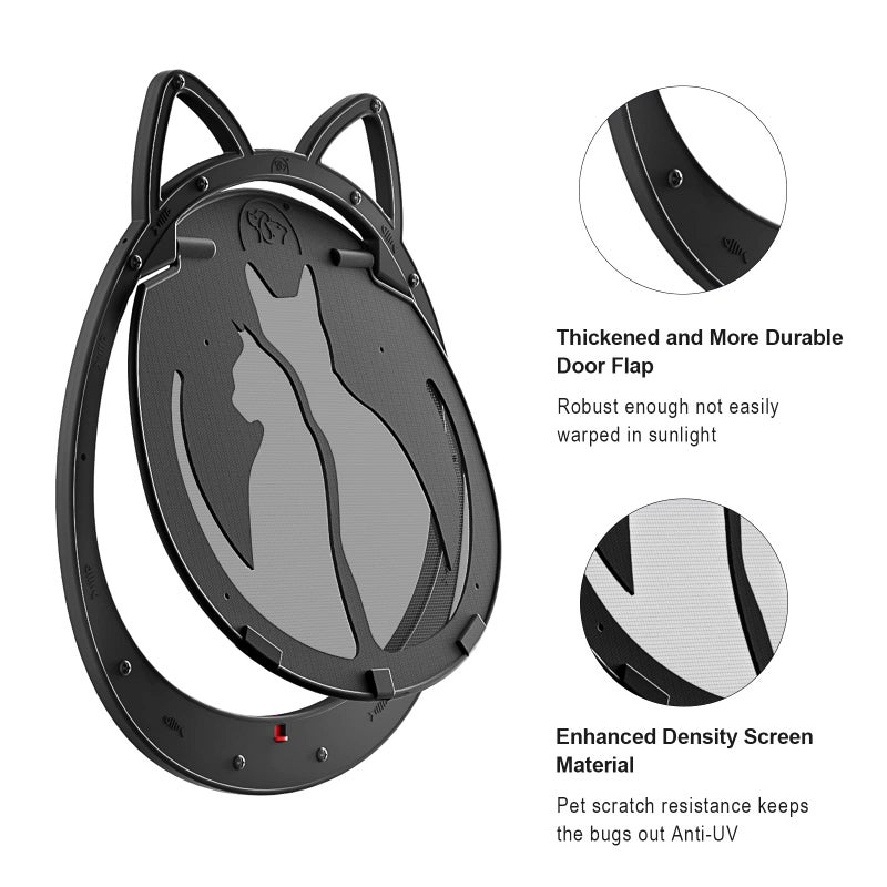 HIDROSIL Cat Door for Screen Door, Inside Openning 10x10x0.5 inch, Patent Desigh Pet Screen Door with Lockable Magnetic Flap for Doggy and Cat Door, Suitable 0-26lb Cats and Small Dogs, Black - Image 4