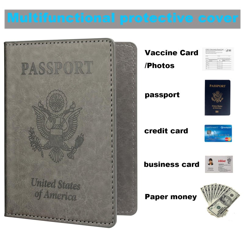 Herain Rose Gold & Gray Passport Holder for Travel, Passport Wallet Cover Case for Family Women Men Cruise Essentials, Travel Must Haves Passports Book Protector - Image 4