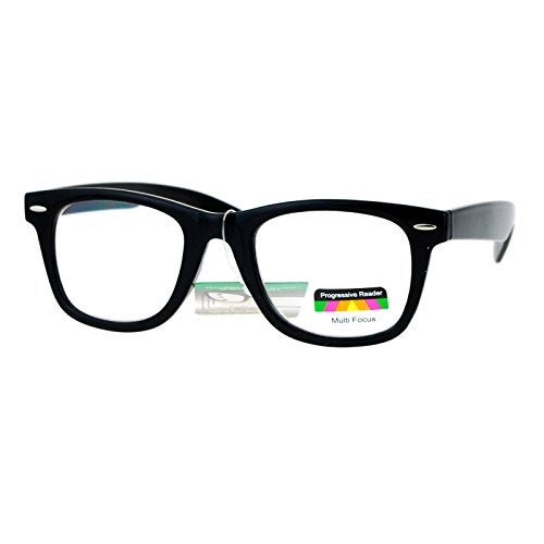 SA106 Retro Horn Rim Multi 3 Focus Progressive Reading Glasses Black 1.0 - Image 2
