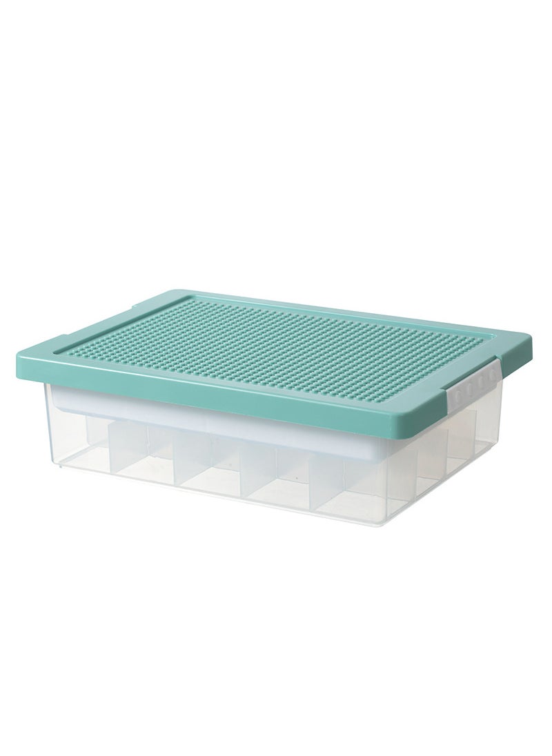 Generic - Kids Toy Storage Box for Lego Bricks Gentian Green (double compartment) - Image 1