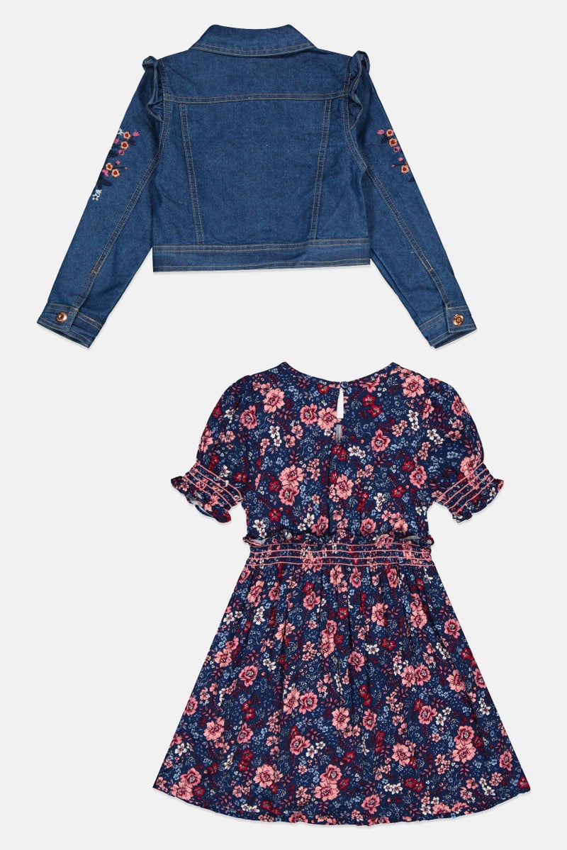 Nanette lepore Kids Girl 2 Pcs Denim Jacket And Dress Set, Multicolor - Image 2