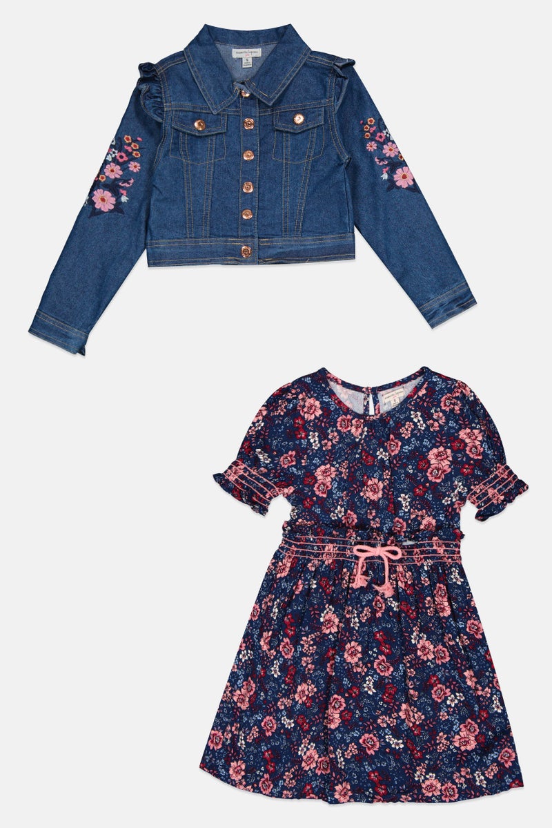 Nanette lepore Kids Girl 2 Pcs Denim Jacket And Dress Set, Multicolor - Image 1