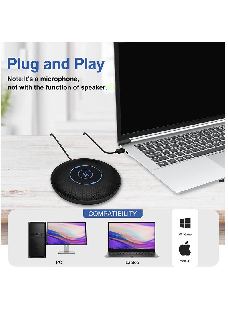 Generic - Conference USB Microphone, 360° Omnidirectional Laptop PC Computer External Conference Mic with Mute Button, Compatible with MacOS Windows for Zoom Meeting, Online Learning, Skype VD60 - Image 1