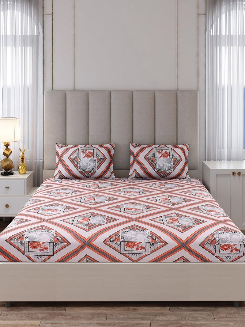 Monte Carlo Brown Printed King Size 135 GSM 1 Bedsheet with 2 Pillow Cover 4 - Image 3