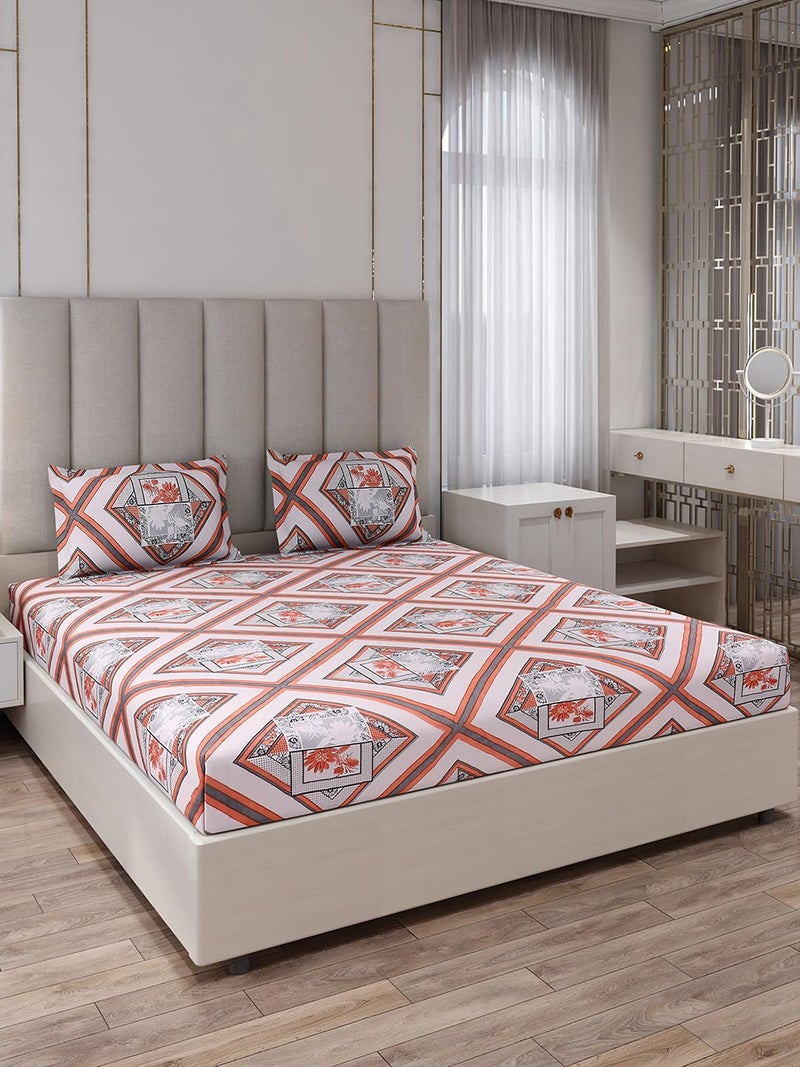 Monte Carlo Brown Printed King Size 135 GSM 1 Bedsheet with 2 Pillow Cover 4 - Image 1