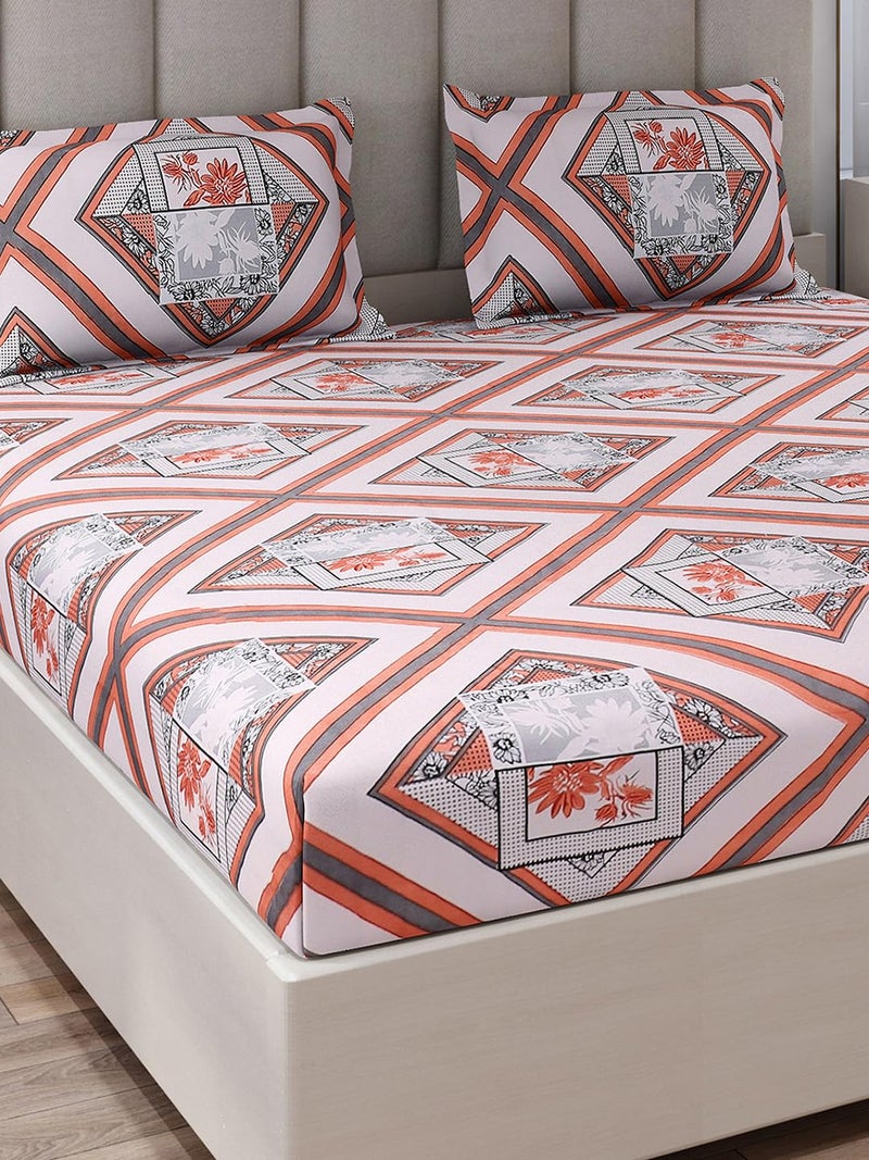 Monte Carlo Brown Printed King Size 135 GSM 1 Bedsheet with 2 Pillow Cover 4 - Image 4