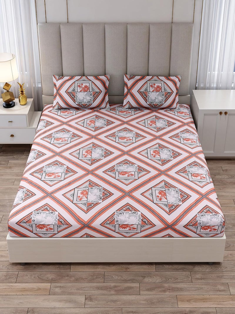 Monte Carlo Brown Printed King Size 135 GSM 1 Bedsheet with 2 Pillow Cover 4 - Image 2