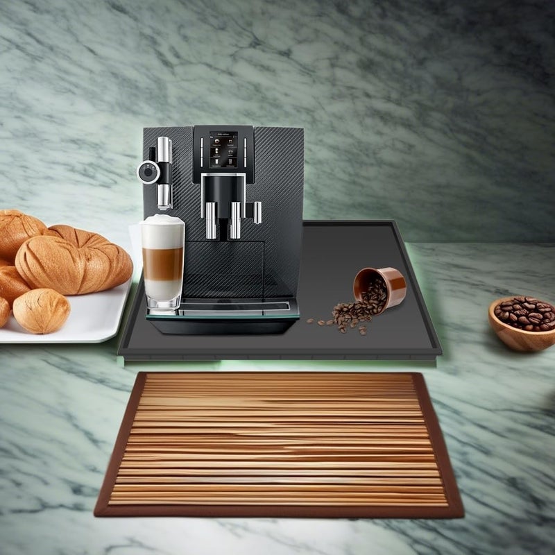 PIVBY Ezebesta Silicone Mat Under Coffee Machine With Lip Coffee Maker Appliance Automatic Machines Espresso Accessory Black Multifunctional Rubber Base Mat 189 x 118  - Image 5