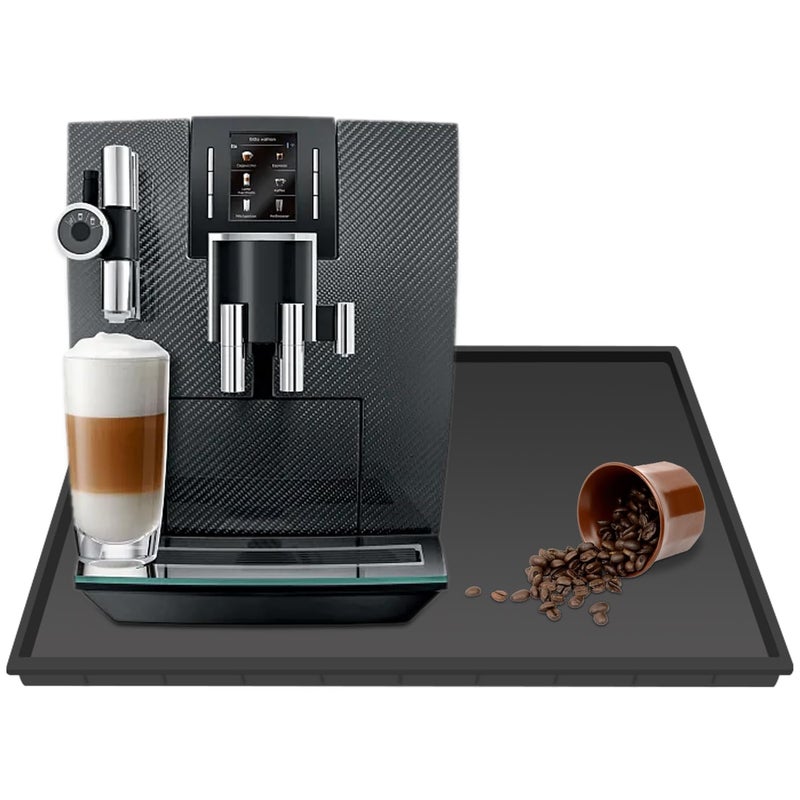PIVBY Ezebesta Silicone Mat Under Coffee Machine With Lip Coffee Maker Appliance Automatic Machines Espresso Accessory Black Multifunctional Rubber Base Mat 189 x 118  - Image 1