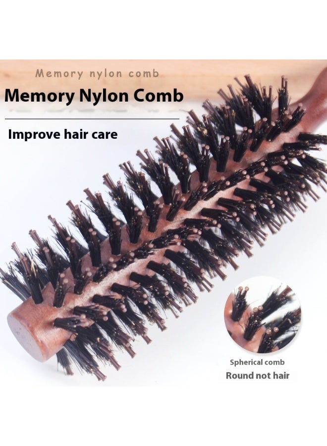 Wooden Hair Brush Round Dark Brown - Image 4