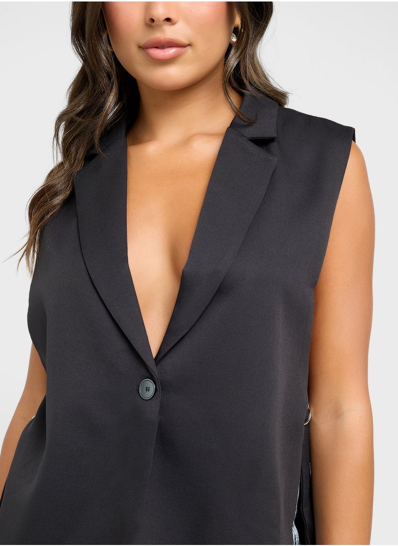 Ginger - Longline Button Down Vest - Image 1