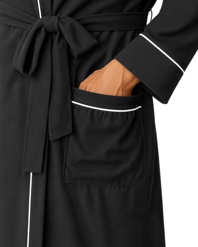 NY Threads Men's Robe Cotton Blend Knit Bathrobe, Medium, Black - Image 4