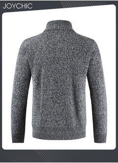 NIBEMINENT Winter Cardigan Men Casual Autumn Zip Thick Knitted Sweater Pockets Warm Jacket Slim Coat Dark Grey  - Image 2