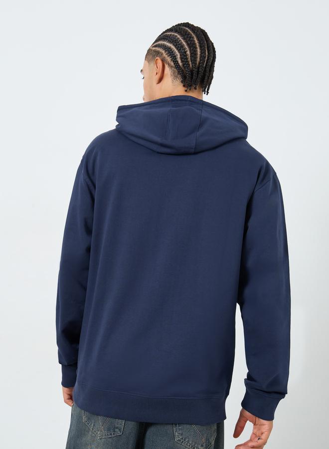 Styli Men Navy Relaxed Fit HD Print Hoodie - Image 5