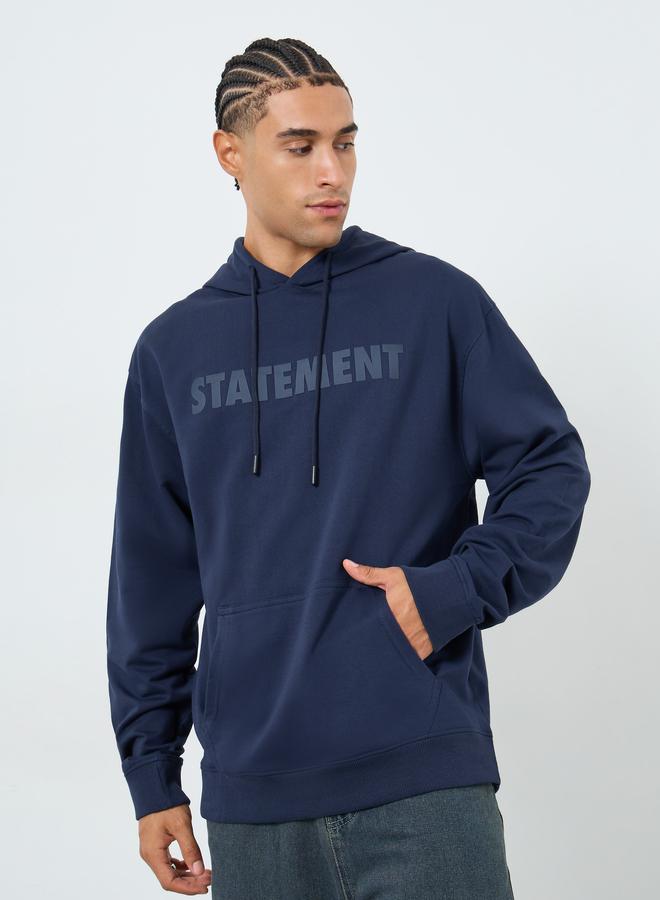 Styli Men Navy Relaxed Fit HD Print Hoodie - Image 3