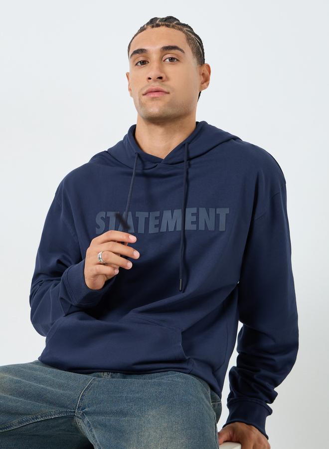 Styli Men Navy Relaxed Fit HD Print Hoodie - Image 1