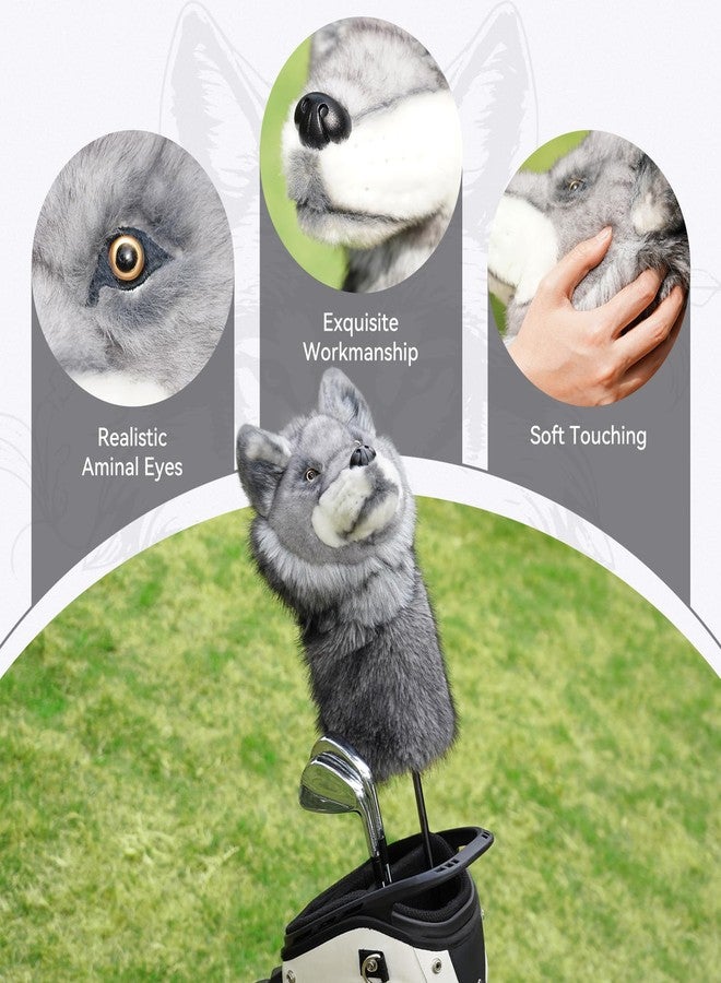 Big Crazy Wolf Golf Head Covers, Animal Driver Headcover, Realistic Animal Design, Soft Lining for Club Protection, Golf Club Covers Fits up to 460CC Driver, Gift for Family and Friends - Image 4