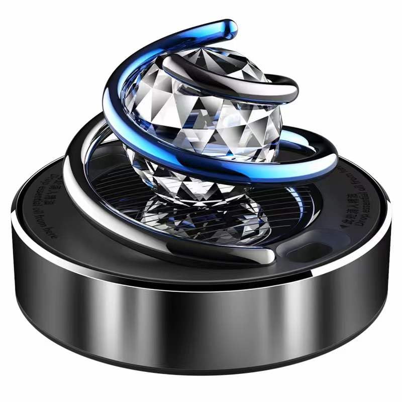 YOURKARTS.COM YOURKARTS Car Perfume Diffuser (Black) – Solar Powered Double-Ring Aromatherapy Freshener with Interior Decoration Appeal for Dashboard car accessories - Image 1