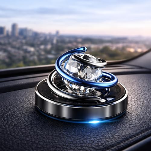 YOURKARTS.COM YOURKARTS Car Perfume Diffuser (Black) – Solar Powered Double-Ring Aromatherapy Freshener with Interior Decoration Appeal for Dashboard car accessories - Image 2