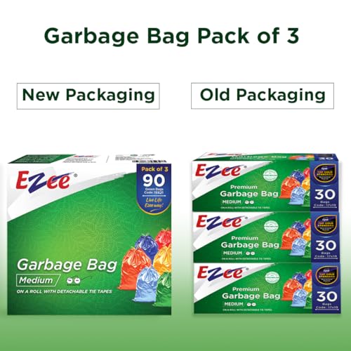 Ezee Premium Garbage Bags for Dustbin/Trash Bag | 90 Pcs | Medium 19 X 21 Inches | 30 Pcs x Pack of 3 (Multicolor) - Image 3