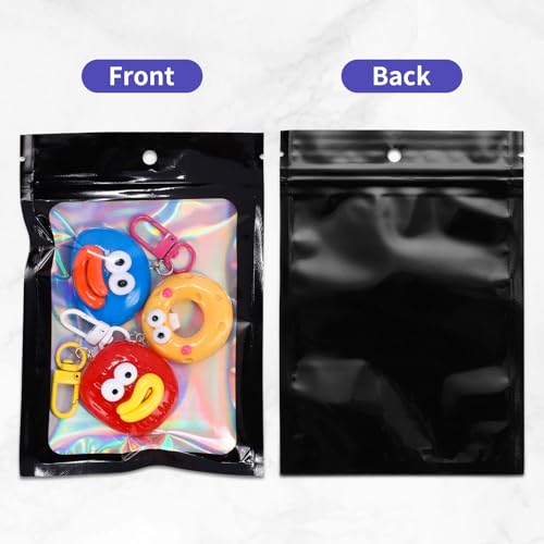Motomy 100Pcs Black Holographic Mylar Bags, 3x4.7 Inch Resealable Foil Zipper Pouches for Gummies, Jewelry Storage, Party Favors, Small Business Packaging - Image 3