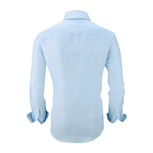 Alex Vando Mens Printed Dress Shirts Long Sleeve Regular Fit Button Down Shirt,Turquoise1670,L - Image 3